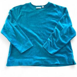 Retro Nordstrom Teal Crew Neck Velour Sweatshirt and pants - L